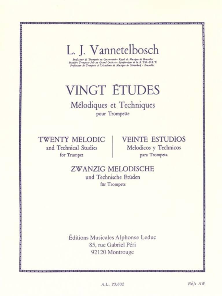 VING ETUDES MELODIQUES ET TECHNIQUES POUR TROMPETTE (French Edition)