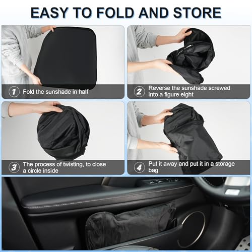 Image of SINGARO Universal 300T Car Windshield Sun Shade, Foldable Reflective for Windshield & Window Shades with Overlapping Design, Car Interior Accessories (64.5 inch L x 33 inch W)