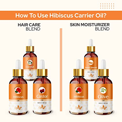Image of Crysalis Hibiscus (Hibiscus Rosa Sinensis.) 100% Pure & Natural Undiluted Essential Oil Organic Standard For Soft & Supple Skin, Moisturize Scalp And Hair, Oil For Face& Body 50ML With Dropper