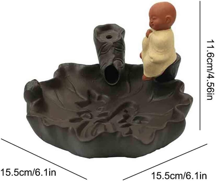 YYDS Incense Burner Backflow Incense Burner Monk Handmade Ceramic Incense Holder Home Decoration Tea Ceremony Table Decoration 6.1 × 6.1 × 4.56 Inch Incense Holders