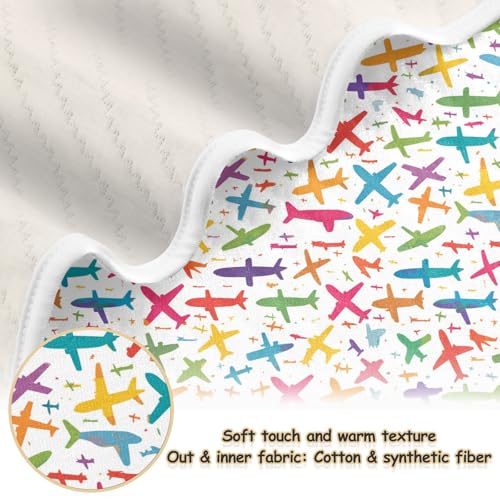 Image of Toddler Blanket for Baby Boy and Girl Soft Swaddle Blanket for Infant Toddler Kid Crib Bedding 30X40in Various Cartoon-Style Airplanes