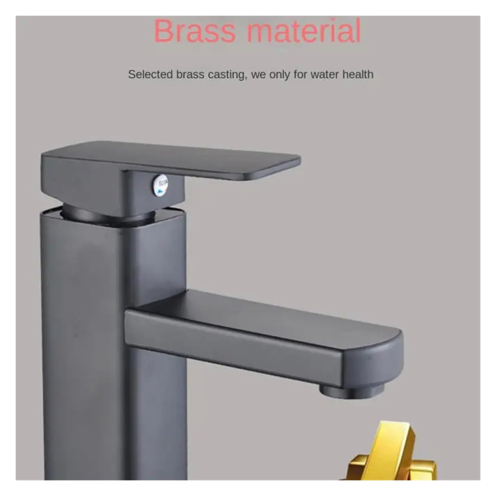 Robinet de salle de bain, Bec de robinet monté sur lavabo carré et rond, accessoires douche en laiton chromé ou noir or brossé gris(Black 2pcs)