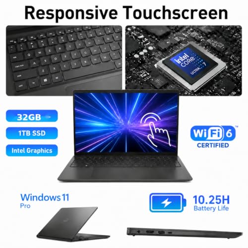 Image of Dell 15 Laptop Touchscreen, Intel Ultra 7(12-Core), 32GB DDR5-5600MT /s, 1TB