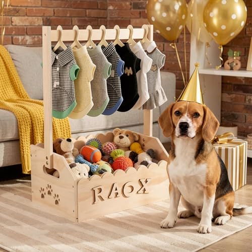 Wooden Pet Wardrobe Closet for Small Dogs and Cats - with 10 Hangers & Personalized Alphabet Letters - Space Saving Pet Clothes Organizer for Toys, Accessories - 13.5"x9.1"x20" by Dmnnlp - Image 5