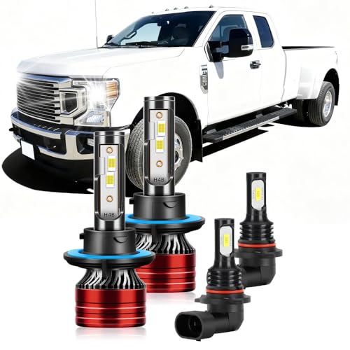 CHUANGYOU Light Bulbs Compatible for 2005-2014 Ford F-150 9008 H13 Low High Beam 9140 Fog Lights Combo Pack 800% Brightness 6000-6500K 32000LM with Cooling Fan Plug N Play Pack of 4
