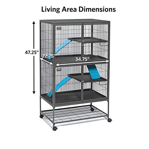 Image of MidWest Homes for Pets Ferret Nation Double Unit Small Animal Cage, 4 Tiers, Includes Pans, Shelves, Ramps & Covers, For Ferrets & Small Animals