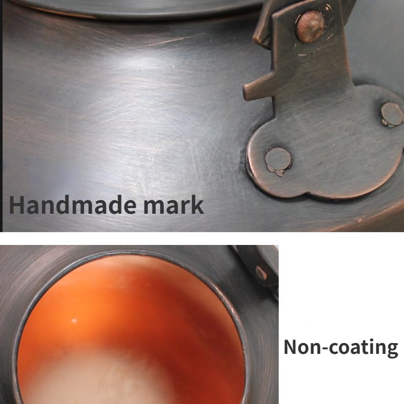 kkekos Handmade Solid Copper Kettle Copper Teapot with Stovetop Tea Pot 3L/4L/5L (5L)