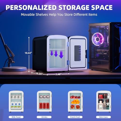 Antarctic Star Mini Compact Refrigerator with Gaming Light, 4L Capacity/6 Cans Portable Mini Fridge, for Bedroom,Car,Office and Dorm, Small Cooler for Cosmetics, Beverage and Food, Black by Antarctic Star - Image 6