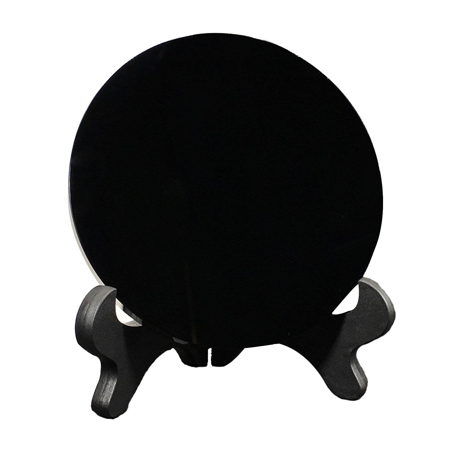 Specchio a disco in ossidiana nera, per meditazione, decorazione per casa e ufficio, diametro 20 cm