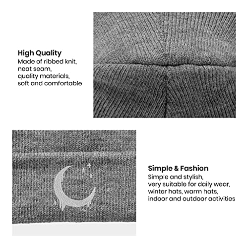 Image of Embroidery Goth Beanie Knit Hats for Men & Women, Embroidery Winter Hats Skull Cap