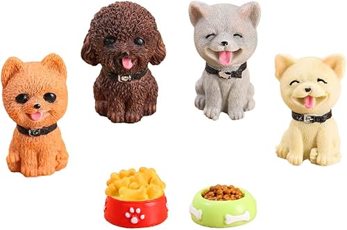 Juego de 6 piezas de mini figuras de perro realistas detalladas, figuras de cachorros, decoración de tartas, juego para perros