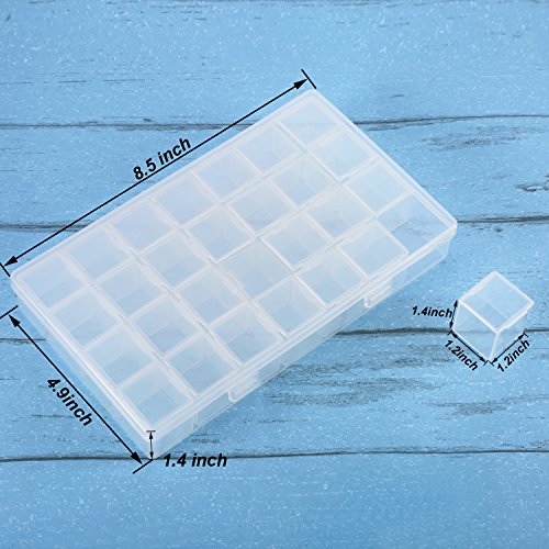 Image of TecUnite TecUnite Large Separate 28 Grids Diamond Embroidery Box Dividers Diamond Painting Accessory Storage Box Large Size for DIY Art Craft Jewelry Nail Accessory Storage and Organizer