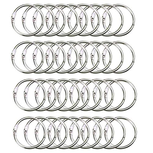 Anneaux de Livre, Anneaux de Reliure, 100 PCS Métalliques Anneaux Porte-clés à Bloc-note Anneaux Articulés pour Albums Scrapbooks de Douche en Métal(25mm)