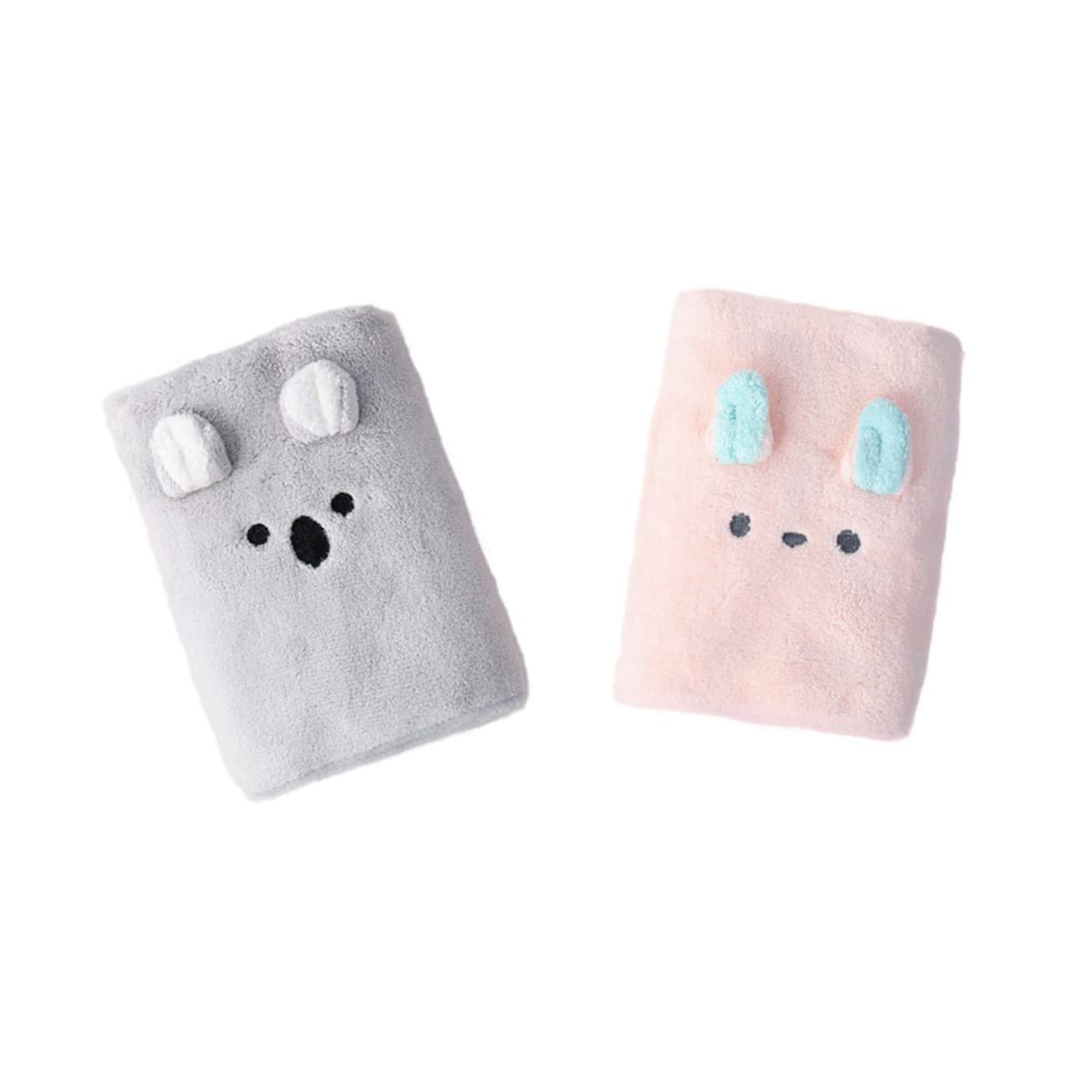 GOOHOCHY Bath Shower Hair Dry Towel Absorbent Fast Drying Hair Wrap Turban Cartoon Bear Rabbit Design (Grey)