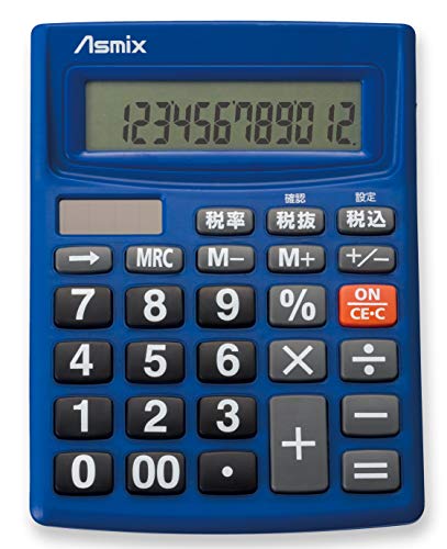 アスカ 電卓 税計算 C1234B ブルー 12桁