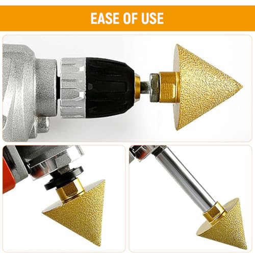 Image of Serplex M10 Diamond Conical Drill Bit 38mm Multipurpose Chamfer Reamer Drill Bit for Deburring, Centering, Aligning, Polished Finish Tile, Marble, Quartz, Stone Professional Drill Bits Set