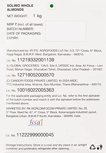 Image of Amazon Brand - Solimo Almond, 1kg With Amazon Brand - Solimo Pistachios, 250g