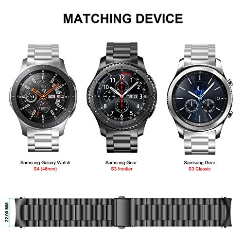 Correa metálica negra compatible con Galaxy Watch 46mm miniatura 3