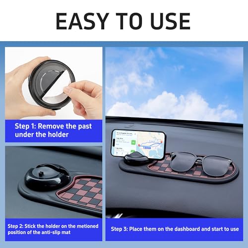 image for Jiechen Universal Anti-Slip Car Dashboard Mat with 360° Rotating Phon