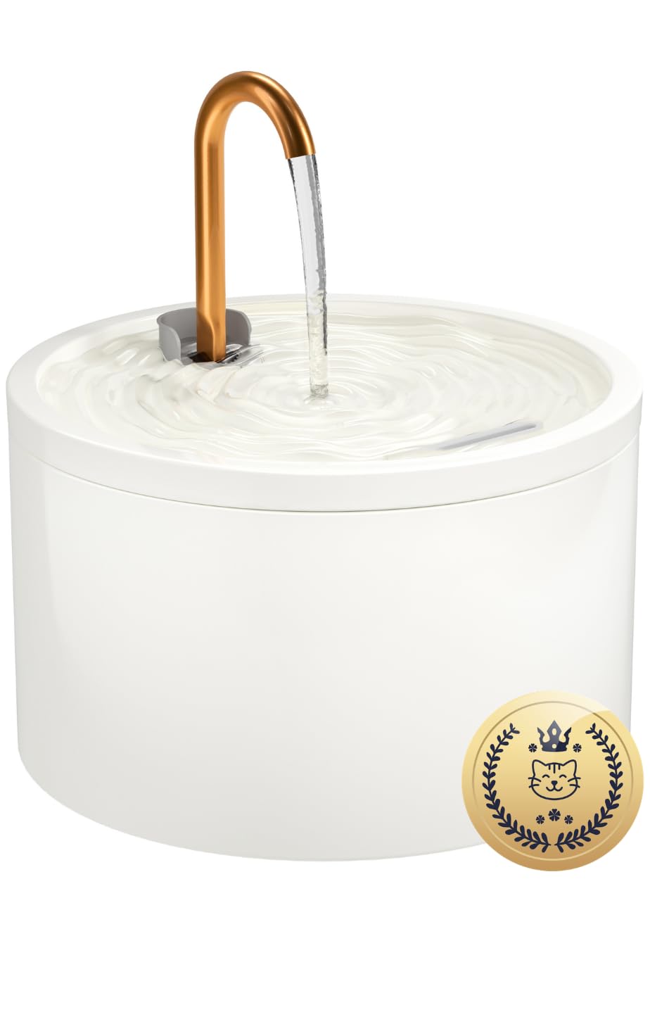 MISFANS Katzenbrunnen Keramik, Trinkbrunnen für Katze 2.1L, Leiser Wasserspender Katzen, Hygienischer Pet-Brunnen mit Filtersystem, Für Mehrkatzenhaushalte, Einfache Reinigung, Weiß
