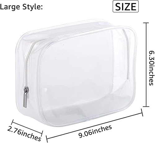 Miniatura 2 de Paquete de 5 artículos de aseo de plástico transparente con cremallera, bolsa de transporte aprobada por la TSA, bolsa de maquillaje cosmética