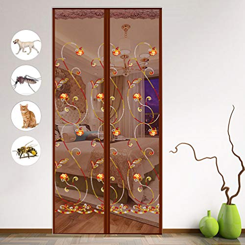 Magnétique Moustiquaire Porte,Rideau De Porte Anti Insecte, Rideau Maille Avec Écran De Rideau En Dentelle,Cryptage Silencieux Moustiquaire Pour Balcon Chambre Salon Chambre D'enfants ,A,110*210cm Cover