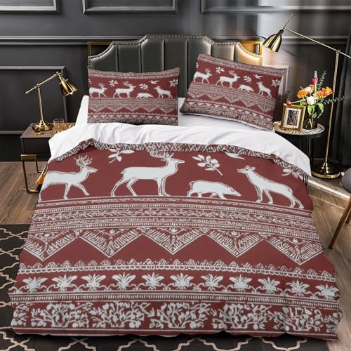 Housse de couette patchwork américain 200x200 microfibre rouge blanc bleu