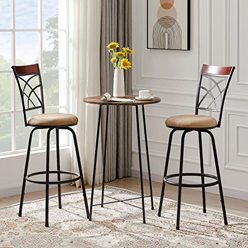 Butacos giratorios VECELO de 360°, set de 4 unidades, sillas altas ajustables de 24/29 pulgadas con respaldo en X, asiento acolchado y reposapiés, para barra de cocina, pub o isla miniatura 4