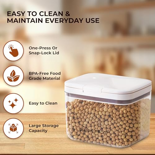 Lemon Frog Airtight Food Storage Container – Premium Food-Grade Plastic, Press & Snap Lid, Floating Scoop, Transparent Body, Double Silicone seal, Moisture-Proof, Stackable Kitchen Container (1.2L) — view 3