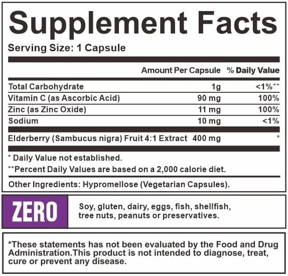 Miniatura 4 de Crown Elite - Baya de saúco orgánica prémium con vitamina C y zinc, suplemento de apoyo inmunológico 3 en 1, potentes antioxidantes, extracto de