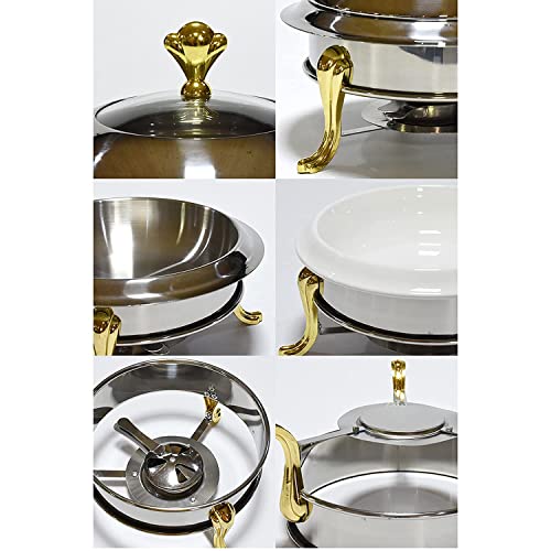 ywewsq Chafing Dish Buffet-Set, rundes, langlebiges Chafer- und Buffetwärmer-Set, Edelstahl Chafer für Küchenparty… – Bild 4