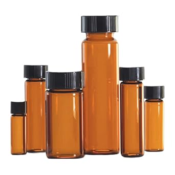 Wheaton Science Products W224684 Amber Borosilicate Glass Series Organic Vial in Lab File, PTFE/Rubber Liner, 8 mL Capacity (Pack of 144)