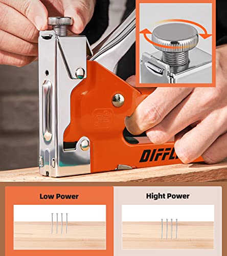 Difflife Staple Gun Heavy Duty, 4-In-1 Stapler Gun With 2400 Staples, Manual Brad Nailer Power Adjustment Stapler Gun For Wood, Crafts, Carpentry, Decoration Diy #TOP5
