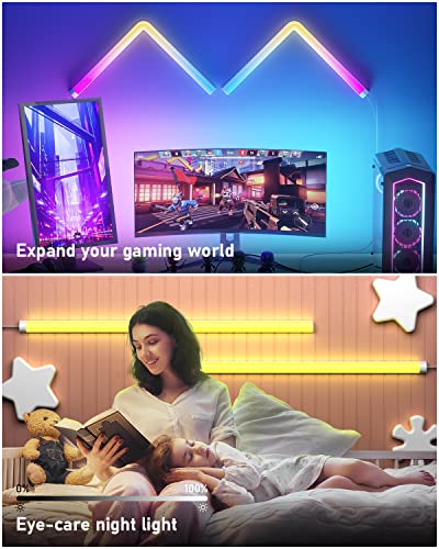 Bedee Smart Glide Led Wall Lights, Upgraded Wall Sconces 16 Million Rgb Color With Remote & Smart App Control, Dual Head For Diy Shape 6 Pcs + 2 Corner, Diy Colors For Bedroom Wall Gaming Party #TOP5