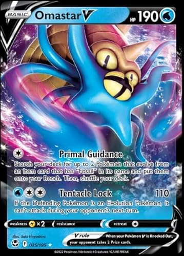 Omastar V 035/195- Silver Tempest - Pokemon Ultra Rare Card - Holo Foil #TOP24
