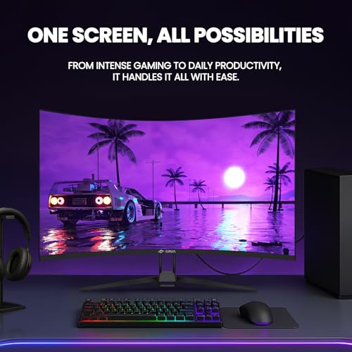 Image of CRUA 32 inch Curved Gaming Monitor, 4k UHD(3840 * 2160P) VA Screen, 1500R, 144Hz /160Hz Computer Moniter, Supports AMD Freesync, 120% sRGB, Built-in Speakers, Wall Mountable Installs(HDMI 2.1 /DP 1.4)-Black