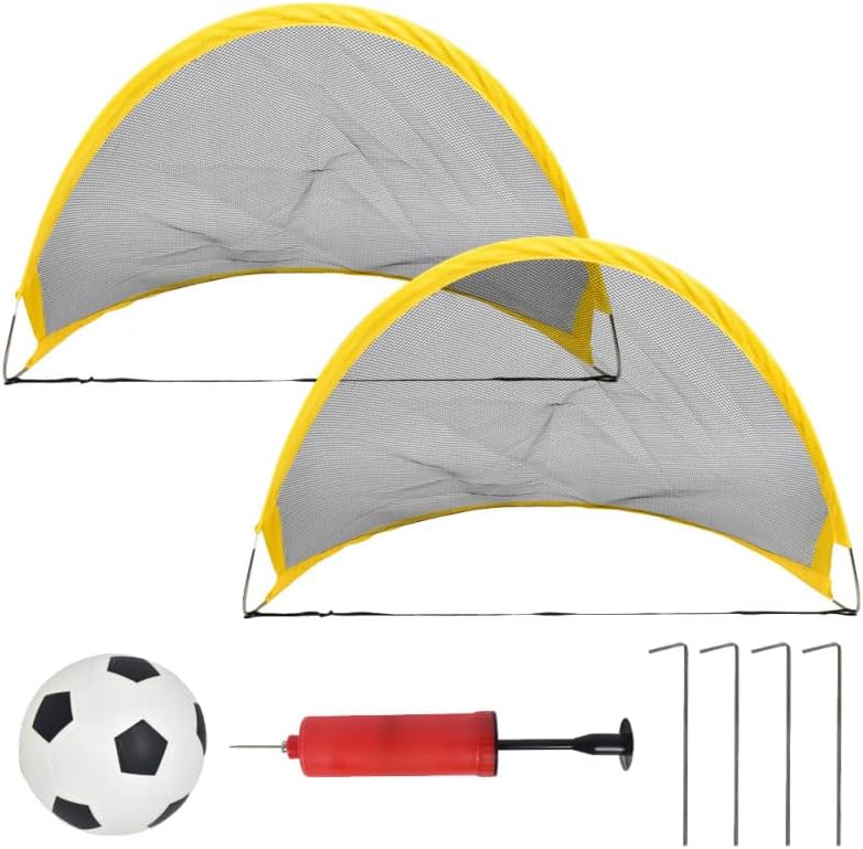 2Pcs Soccer Goal Net Set with Inflator, Portable Football and Iron Nails, Portable Outdoor Soccer Net for Boys Backyard Game, Sports Practice Training Equipment