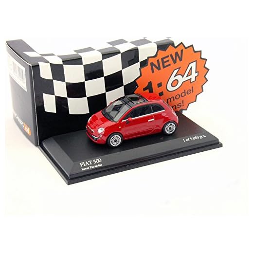 Minichamps 640121700 - Coche de colección Fiat 500'07, escala 1/64, Rojo