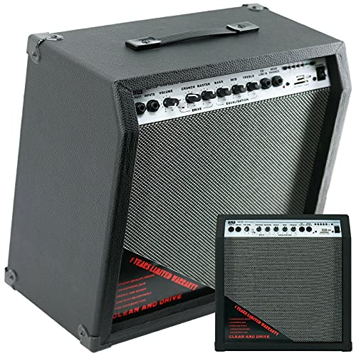 EMB GA120 600W 12\" Electric Guitar Amplifier Speaker Portable Powerful Studio and Stage Cabinet PreAMP – with Built in Headphone Jack and 2 Inputs and SD USB AUX Bluetooth (Black)