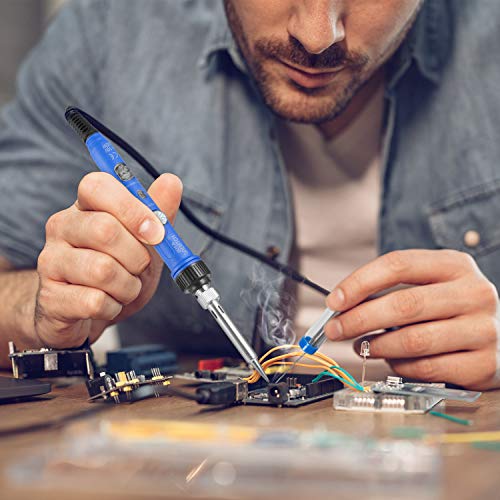 Electronics Soldering Iron Kit, SREMTCH 60W Adjustable Temperature Welding Tool,Soldering Gun with Fast Heating Ceramic Thermostatic Design, Solder Iron Kit with ON-Off Switch, 5pcs Soldering Tips