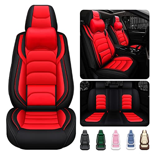 Seat Covers for Ford Escape Hybrid 2005-2012,Luxury Waterproof Leather seat Cover,Car Interior Accessories,Full Set 5 Seats (Luxury),Black&Red