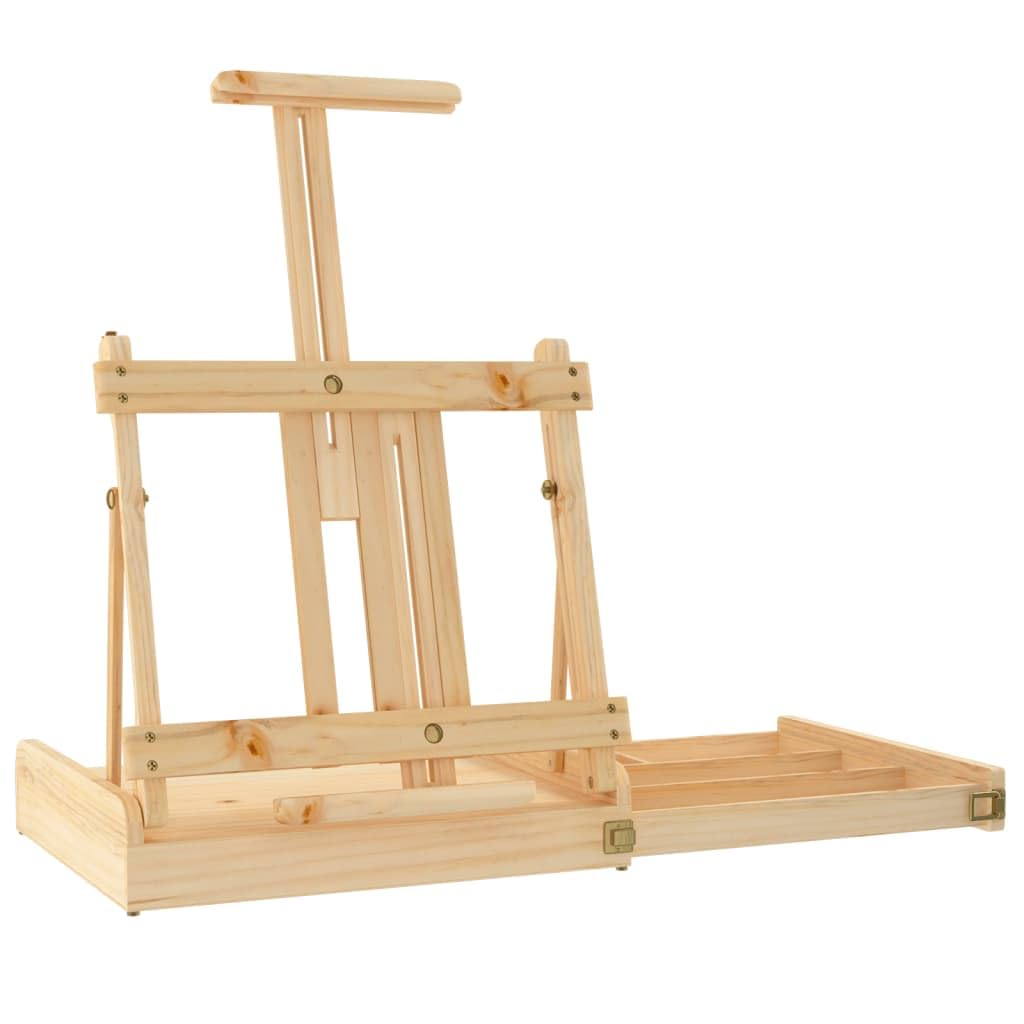 Mangloder Caballete de mesa de pino macizo con cajón, 41,5 x 37 x 12 cm, altura regulable para artistas, estudiantes, profesionales, con estante, plegable, ideal para pintar, presentaciones
