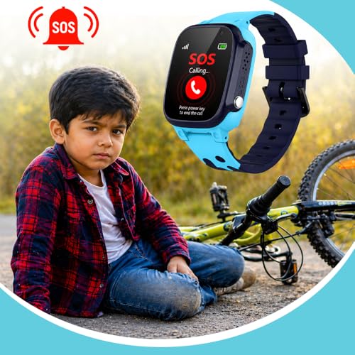 Image of SeTracker M2 Kids Smartwatch for Boys & Girls | Calling Smart Watch for Kids | 2-Way Calling, SOS & Safe Zone Alert, Location Tracker, Camera, Voice Chat, App Control | 4G /5G SIM Supported | (Blue)