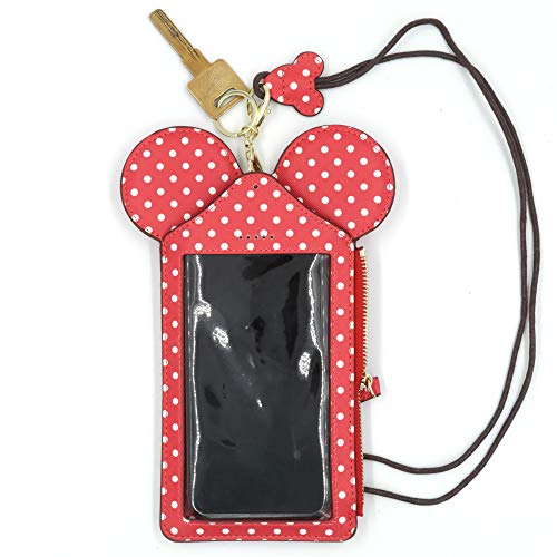 HXQ Cell Phone Purse ID Holder With Lanyard Badge Holder,PU Leather Neck wallet for Girl Women