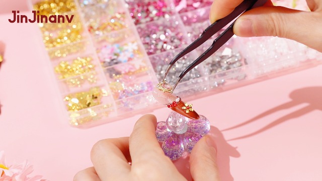 Amazon.com: 28 Grids Nail Charms Kit with Rhinestones for Nails