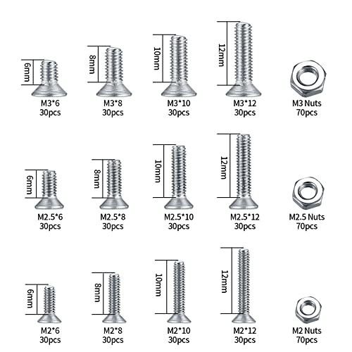 wugongshan 570 Pcs M2/M2.5/M3 Countersunk Head Screws Bolts and Nuts Set - Image 2