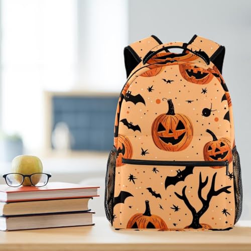 Sac à dos d'école citrouille et chauve-souris multicolore - 6