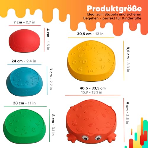 Balanciersteine Spielzeug für Kinder - Rutschfest & stabil - Montessori Stapelsteine fördert Gleichgewicht, Motorik & Kreativität - Geschenkidee & Lernspielzeug - Indoor & Outdoor geeignet