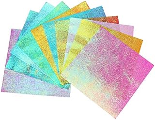 Milisten 100 Sheet Shiny Origami Paper - 10 Colors Square Iridescent Paper Origami Paper, Decoration Paper, Glitter Square Folding Paper for Kids Arts & Crafts Projects