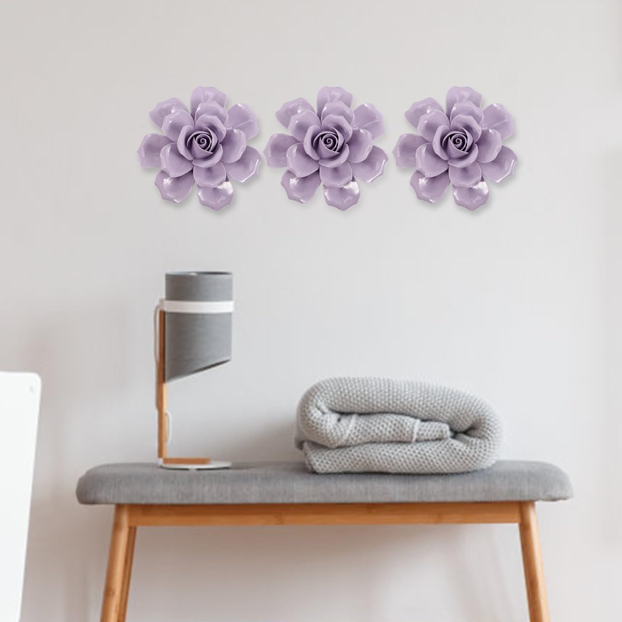 BESTOYARD Ceramic Flowers for Wall 3D Flower Wall Decor Hanging Ornament for Living Room Bedroom Patio Indoor Outdoor 3.54X3.54X5 Inches